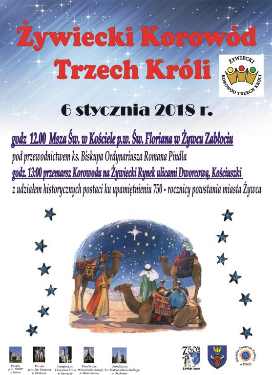 Korowod trzech kroli 2018 z logiem 750 lat