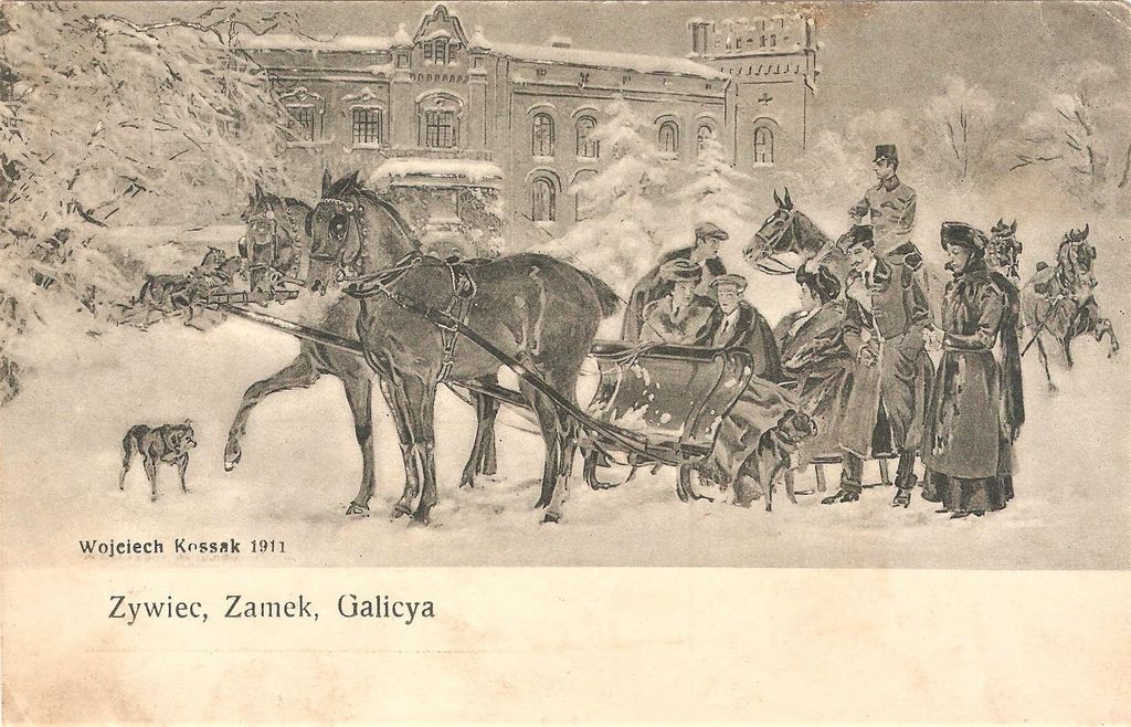 14. Zamek Komorowskich i rodzina Habsburgow obraz Jerzego Kossaka 1911 ze zbiorow Grzegorza Szczepaniaka